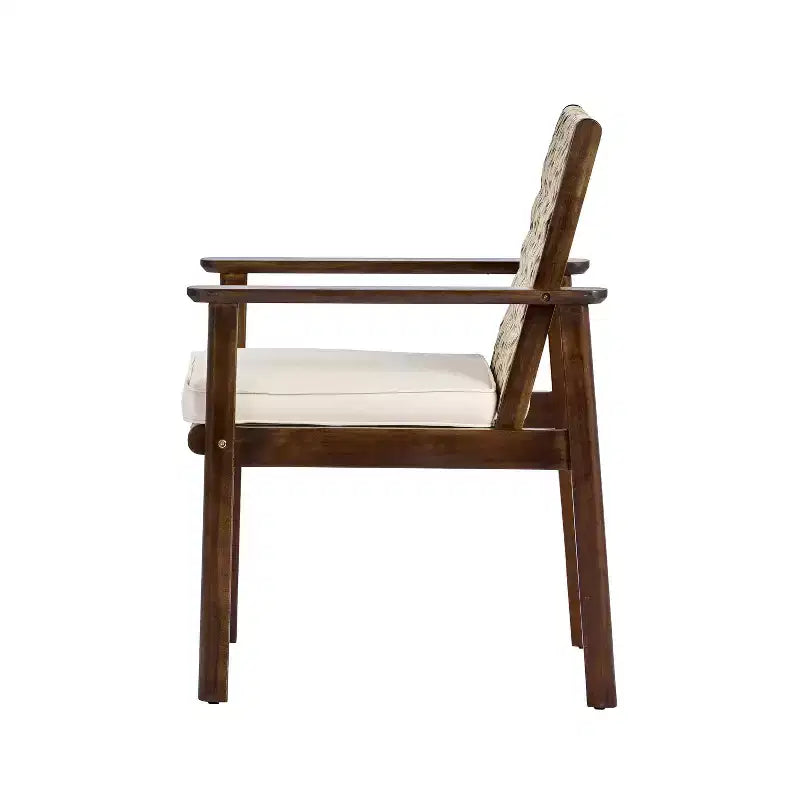 Conjunto de comedor estilo rústico para patio Christopher Knight Home Nadi, de madera de acacia tapizada, con 6 sillas con respaldo de mimbre y tablero de mesa de listones