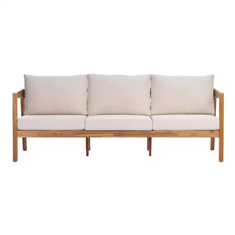 Christopher Knight Home Phichai Modern 5 Piece Acacia Wood Patio Seating Set with Cushions and Slatted Table