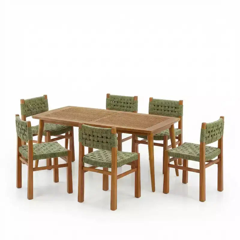 Christopher Knight Home Danette 7-delige rustieke eetset voor buiten van gevlochten wicker en acaciahout