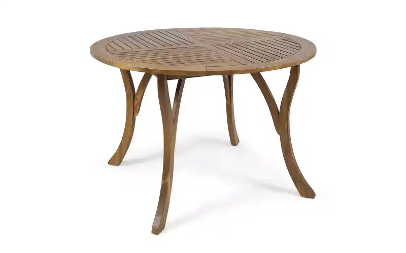 Set da pranzo da patio in legno di acacia ModernLuxe, tavolo da pranzo da esterno e 4 poltrone in corda intrecciata con cuscini color crema, teak+nero