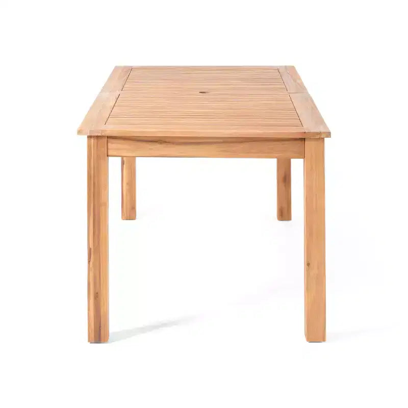 Conjunto de comedor rústico para exteriores Francine de 7 piezas de Christopher Knight Home, de mimbre tejido y madera de acacia, con mesa de listones extensible
