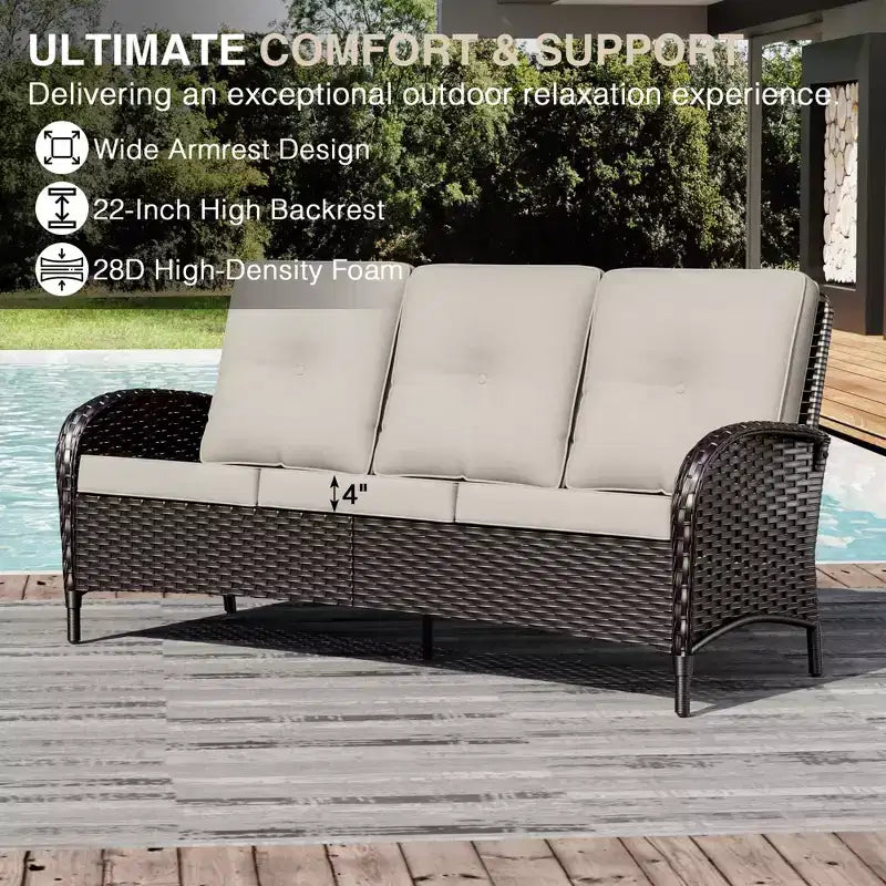 UPTIOT loungeset voor buiten met vuurkorf, 4 stoelen en bank, weerbestendig ontwerp voor ultiem terrasvermaak