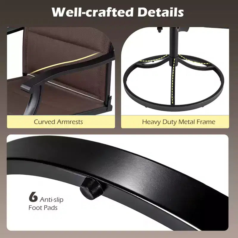 Costway 5-teiliges Outdoor-Ess-Set mit 4 drehbaren Stühlen und quadratischem Terrassentisch mit Sonnenschirmöffnung, Schwarz + Braun/Schwarz
