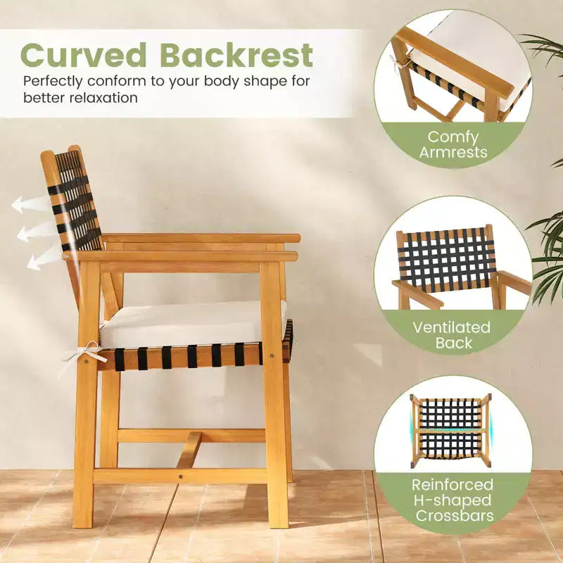 Costway conjunto de comedor para patio de 7 piezas, mesa de madera de acacia y 6 sillones con cojines acolchados para el asiento