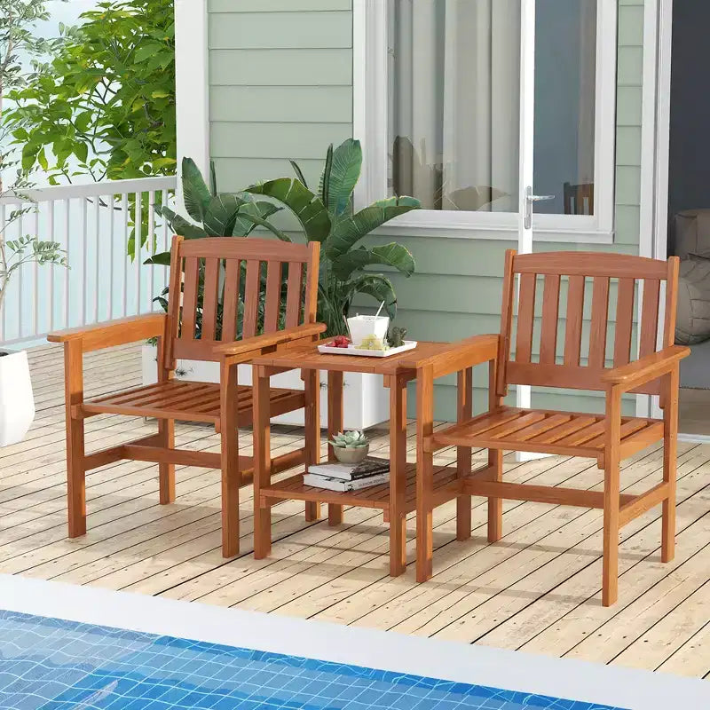 Set da bistrot da patio Costway, 3 pezzi, tavolo e sedie con foro per ombrellone, per giardino e bordo piscina