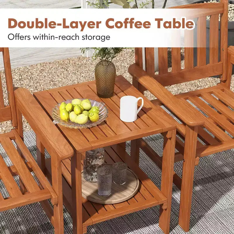 Set da bistrot da patio Costway, 3 pezzi, tavolo e sedie con foro per ombrellone, per giardino e bordo piscina