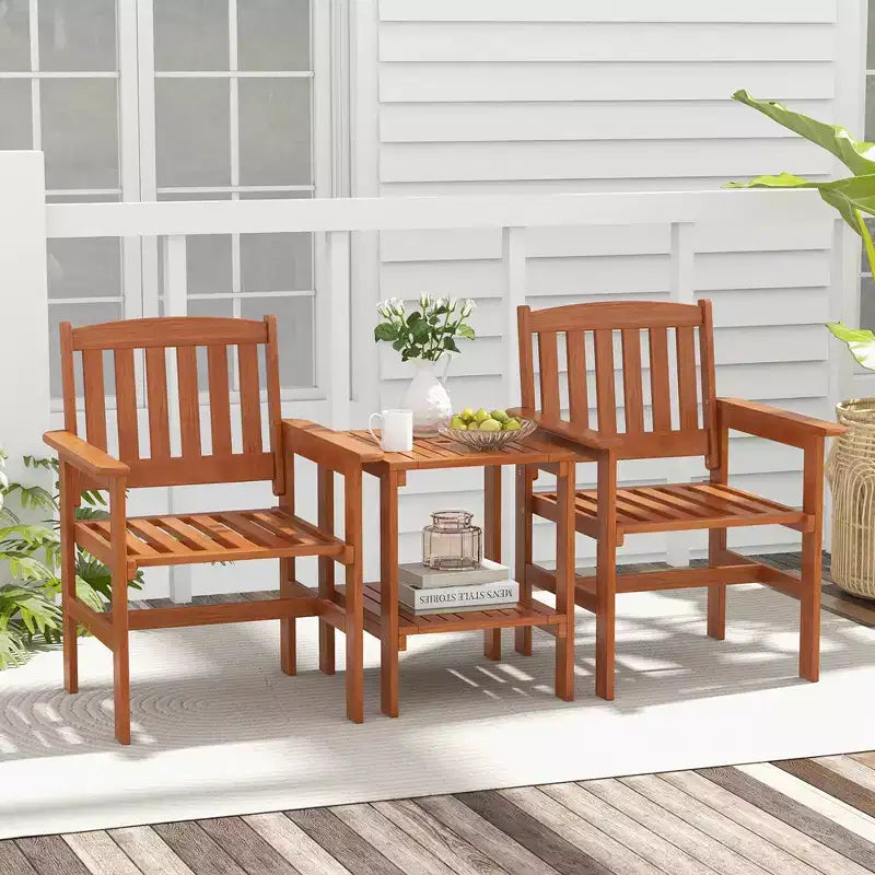 Set da bistrot da patio Costway, 3 pezzi, tavolo e sedie con foro per ombrellone, per giardino e bordo piscina