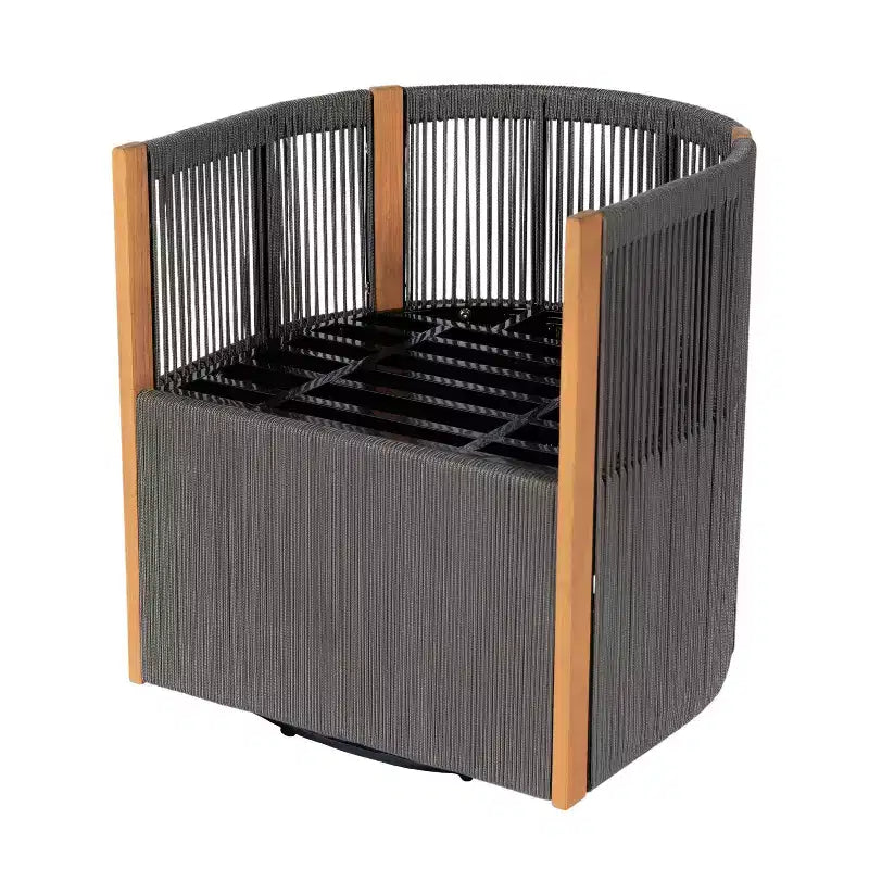 Set da pranzo da patio Christopher Knight Home Oliver da 5 pezzi per esterni, in legno di acacia e corda, con sedie girevoli, cuscini, tavolo e 4 sedie
