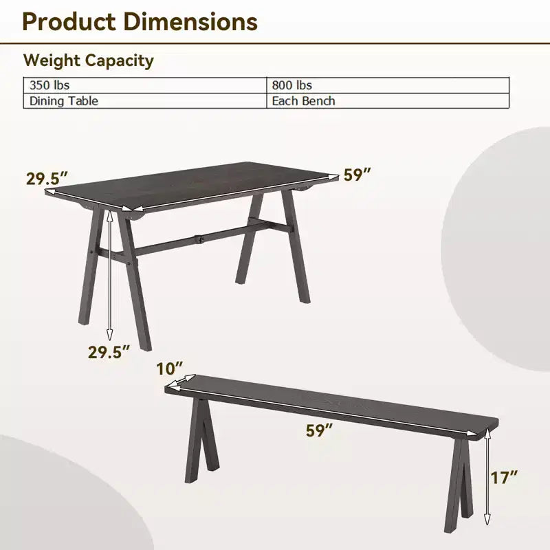 Conjunto Costway de mesa de picnic y bancos para exterior de 3 piezas, para 6 personas, con orificio para sombrilla de 1,93