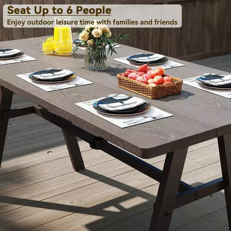 Conjunto Costway de mesa de picnic y bancos para exterior de 3 piezas, para 6 personas, con orificio para sombrilla de 1,93