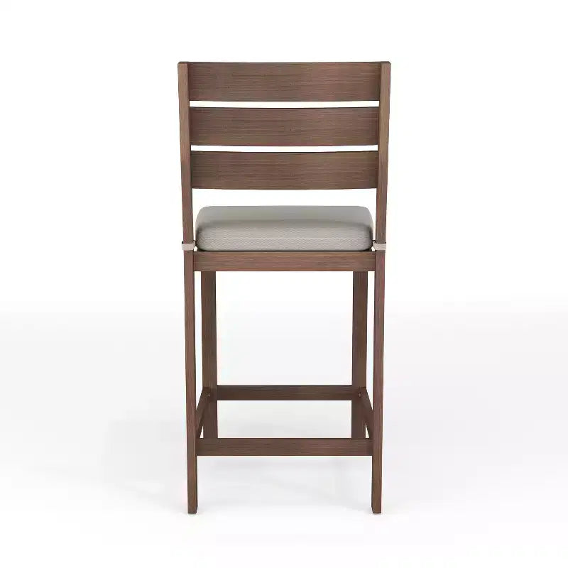 Martha Stewart Bedford – 5-elementowy aluminiowy zestaw tarasowy, 4 stołki barowe z poduszkami i kwadratowy stół tarasowy 35,5