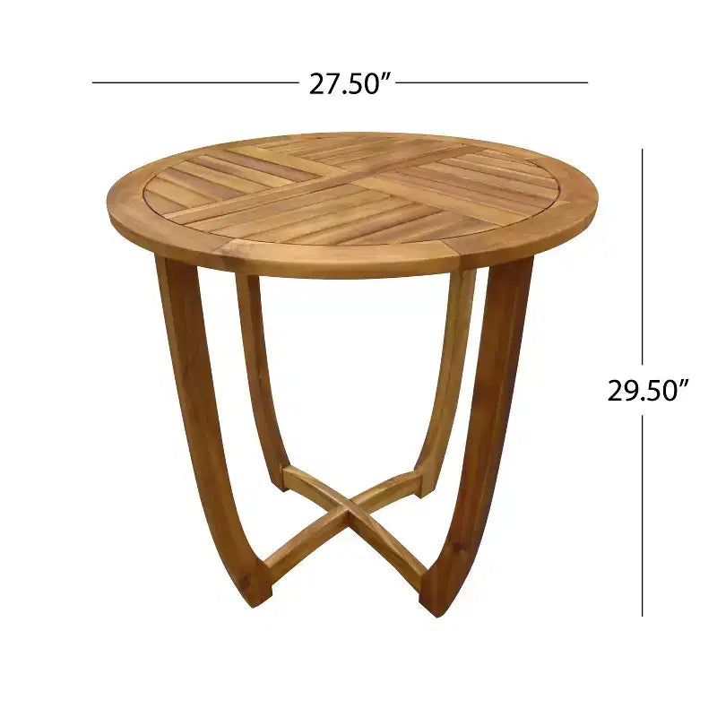 Christopher Knight Home Rohan modernes 3-teiliges Akazienholz-Terrassen-Esszimmerstuhl-Set mit natürlichem Korbgeflecht und Bistrotisch