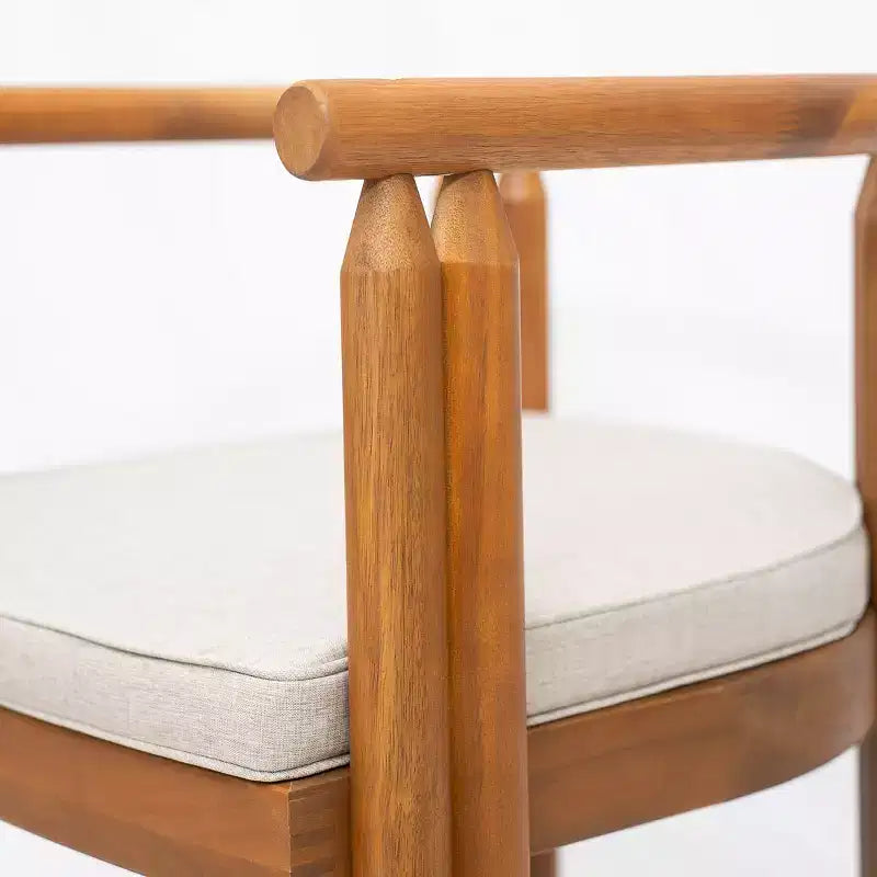 Christopher Knight Home Matteo rustieke eetset voor de patio, 5-delig, van acaciahout, met kussens en tafel met lattenblad