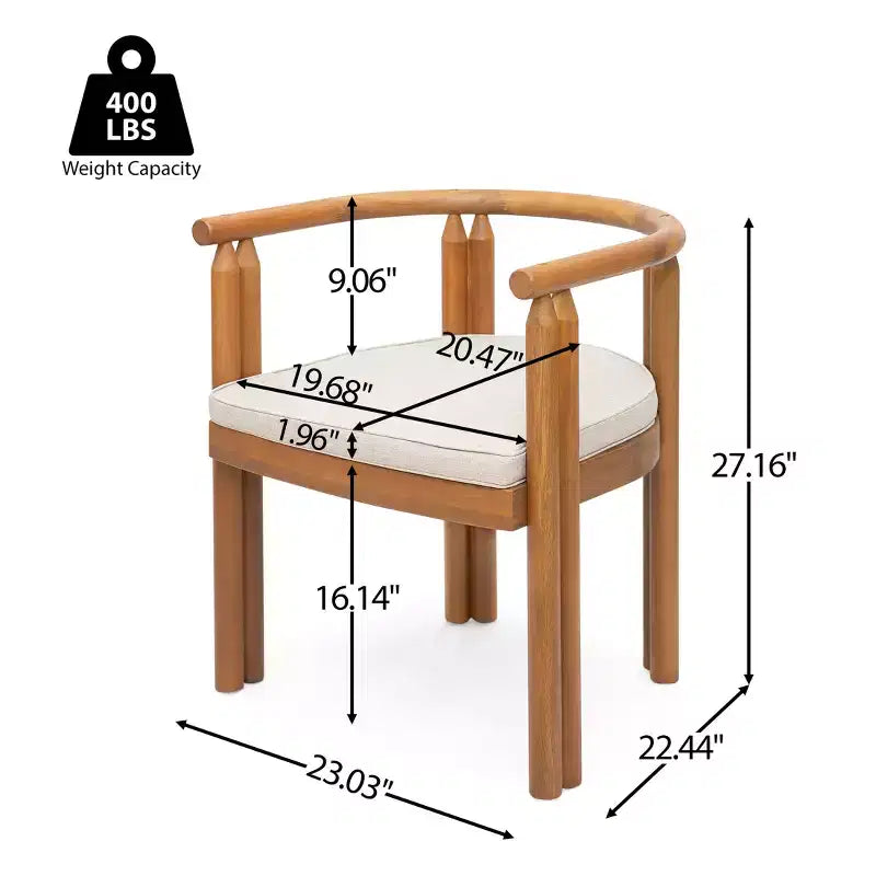 Christopher Knight Home Matteo rustieke eetset voor de patio, 5-delig, van acaciahout, met kussens en tafel met lattenblad