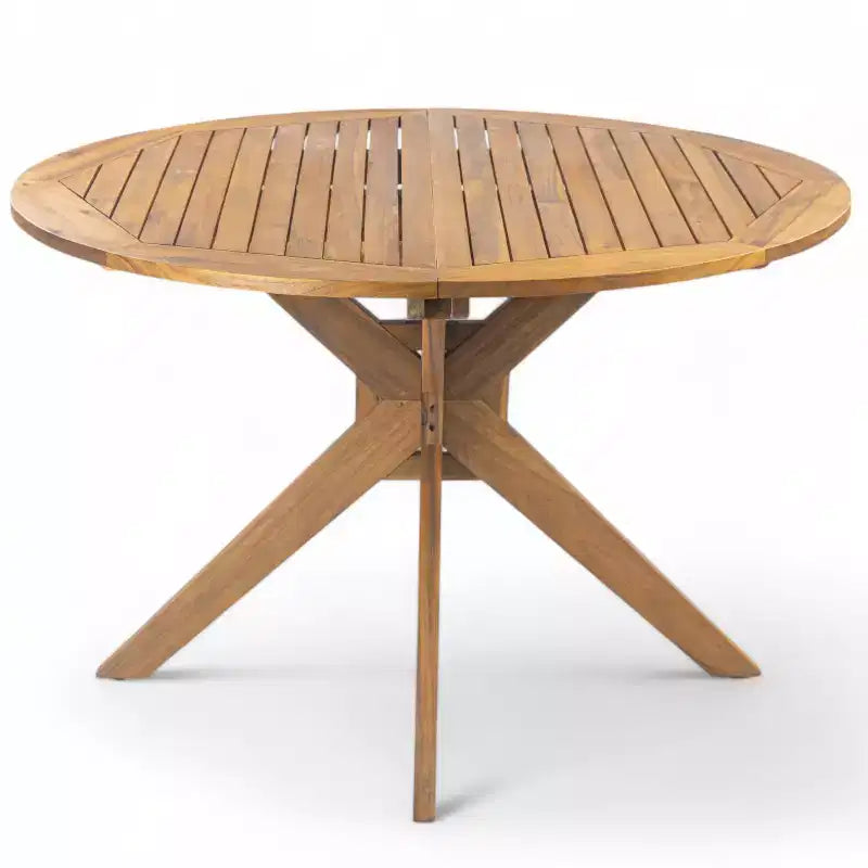 Christopher Knight Home Matteo rustieke eetset voor de patio, 5-delig, van acaciahout, met kussens en tafel met lattenblad