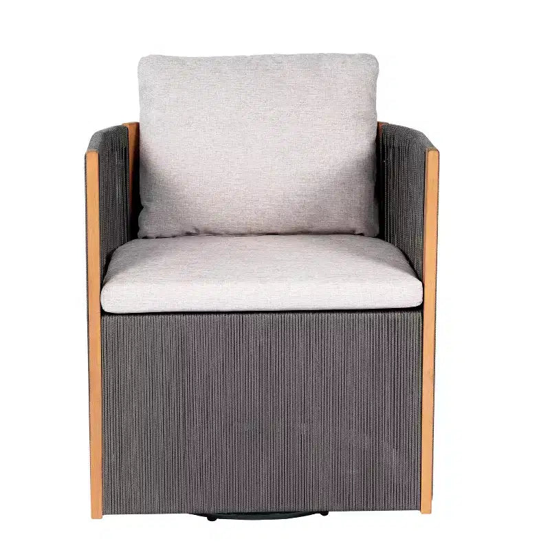 Conjunto de comedor de 5 piezas de madera de acacia moderna para patio Christopher Knight Home Calvin, con 4 sillas de comedor giratorias y mesa