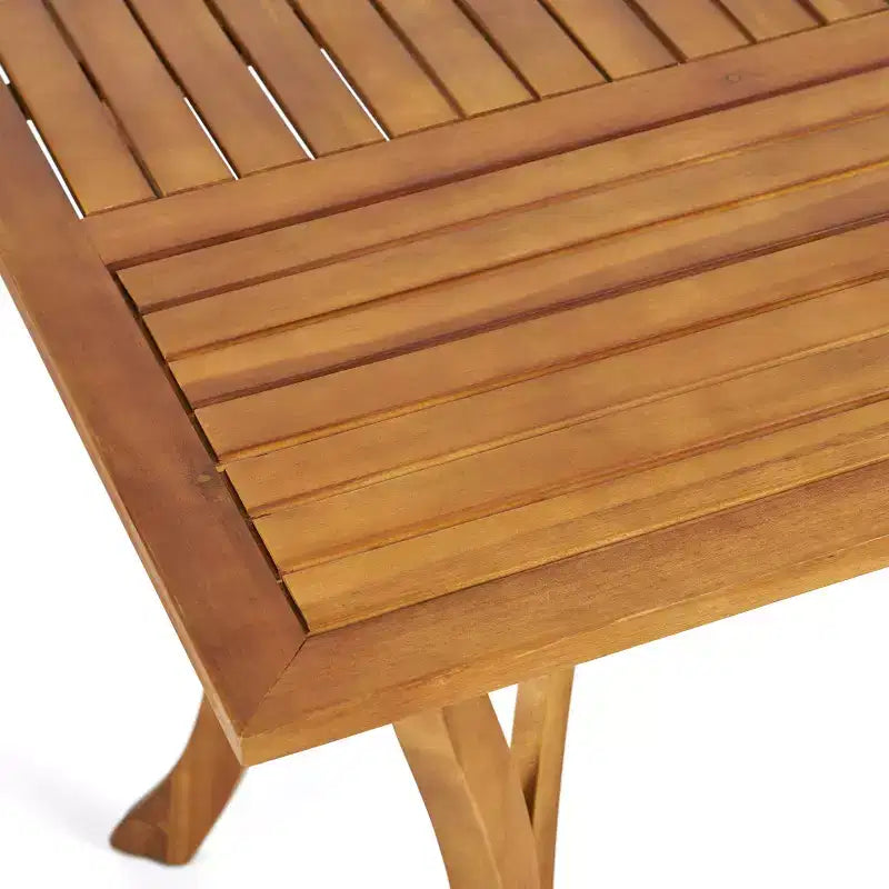 Conjunto de comedor moderno de 7 piezas Lorenzo de Christopher Knight Home, de madera de acacia, con diseño de listones y patas curvas