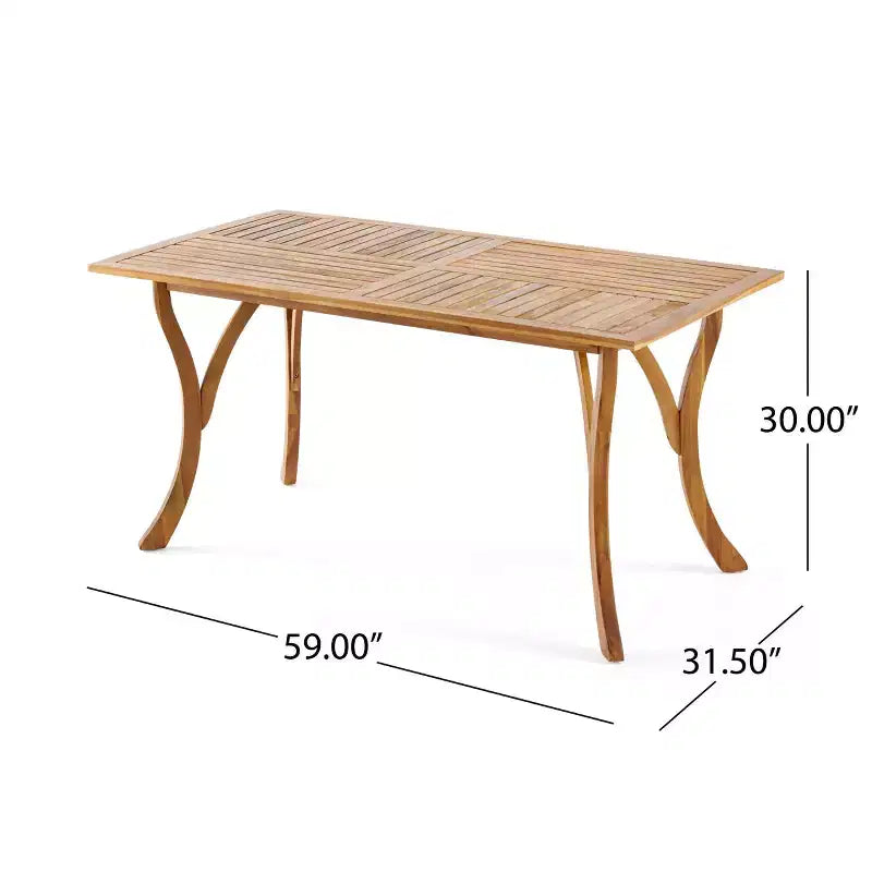 Conjunto de comedor moderno de 7 piezas Lorenzo de Christopher Knight Home, de madera de acacia, con diseño de listones y patas curvas