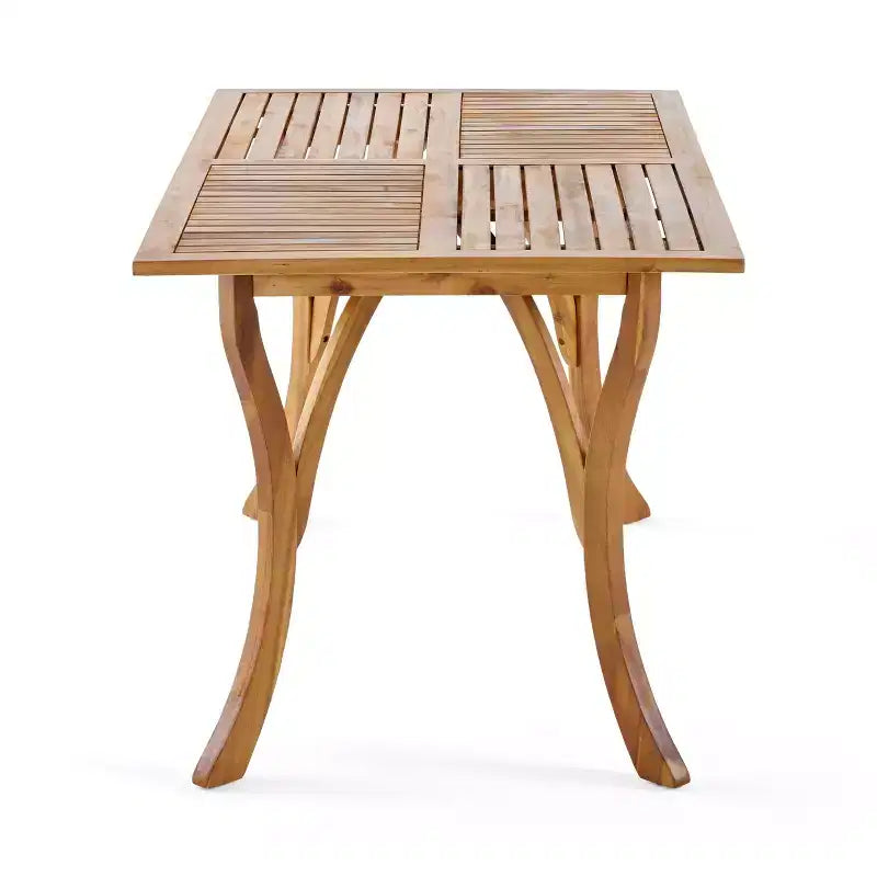 Conjunto de comedor moderno de 7 piezas Lorenzo de Christopher Knight Home, de madera de acacia, con diseño de listones y patas curvas