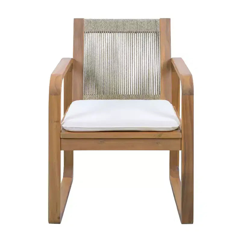 Conjunto de comedor de patio Chasel de 5 piezas de madera de acacia moderna Christopher Knight Home con 4 sillas de comedor de cuerda