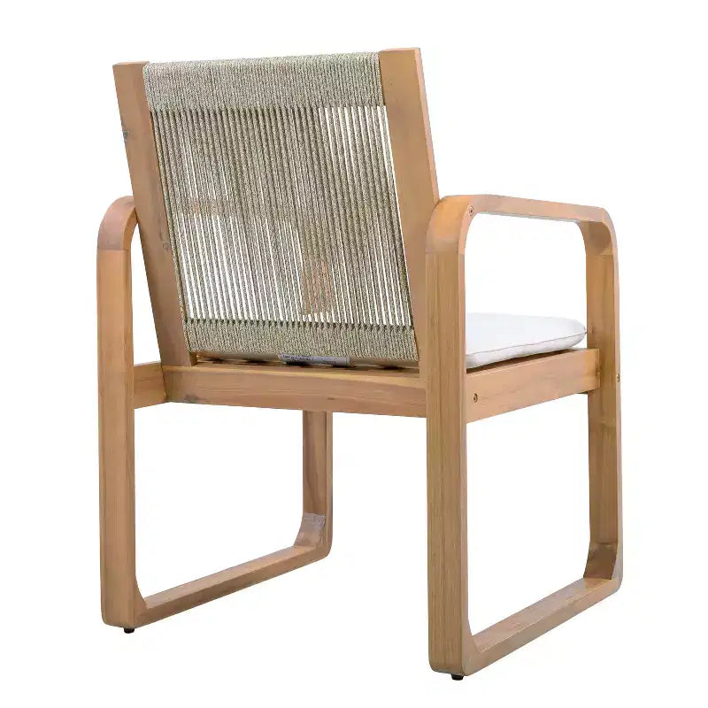 Conjunto de comedor de patio Chasel de 5 piezas de madera de acacia moderna Christopher Knight Home con 4 sillas de comedor de cuerda