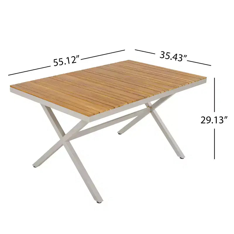 Conjunto de comedor de 5 piezas para patio Christopher Knight Home David, de acero moderno, con mesa de tablero de madera y 4 sillas de mimbre tejido