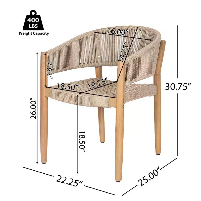 Christopher Knight Home Emeric Bohemian 9-teiliges Essplatz-Set für den Außenbereich aus Akazienholz und Seil mit Tischplatte aus Latten