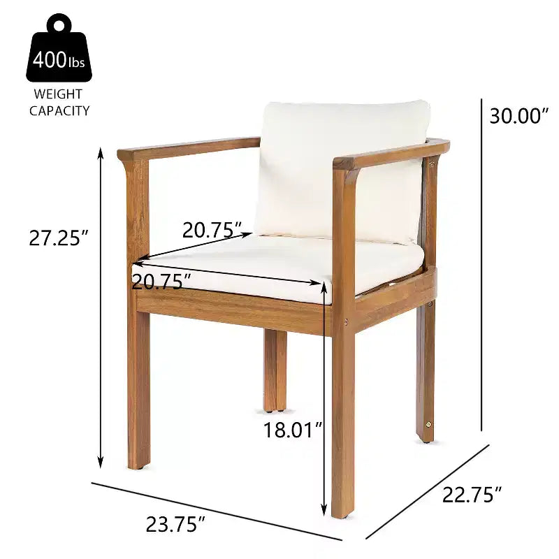 Ensemble repas rond d’extérieur Everett 5 pièces en bois d’acacia rustique pour patio Christopher Knight Home, avec chaises rembourrées