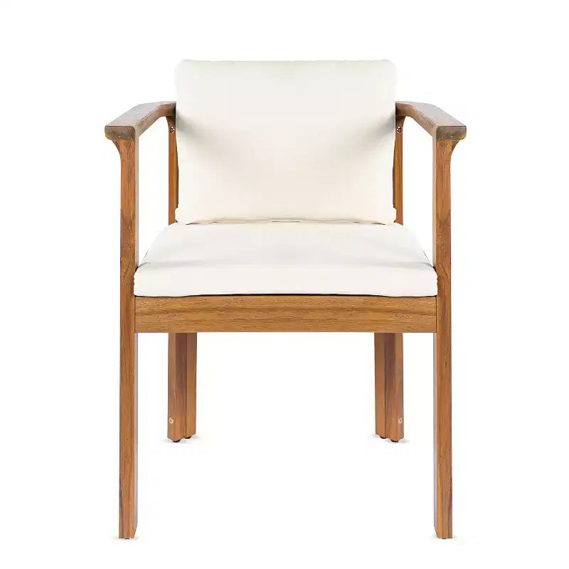 Ensemble repas rond d’extérieur Everett 5 pièces en bois d’acacia rustique pour patio Christopher Knight Home, avec chaises rembourrées