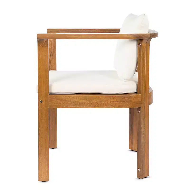 Ensemble repas rond d’extérieur Everett 5 pièces en bois d’acacia rustique pour patio Christopher Knight Home, avec chaises rembourrées