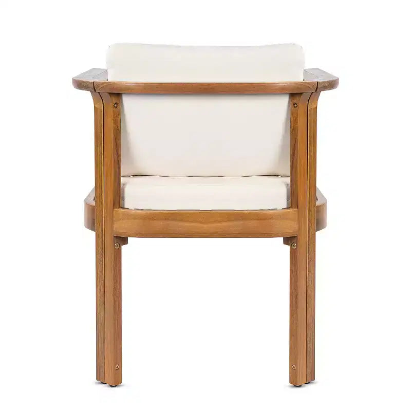 Ensemble repas rond d’extérieur Everett 5 pièces en bois d’acacia rustique pour patio Christopher Knight Home, avec chaises rembourrées