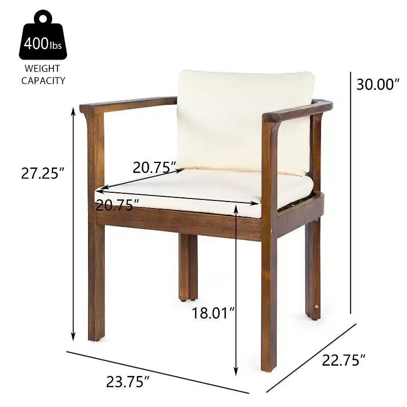 Ensemble repas rond d’extérieur Everett 5 pièces en bois d’acacia rustique pour patio Christopher Knight Home, avec chaises rembourrées