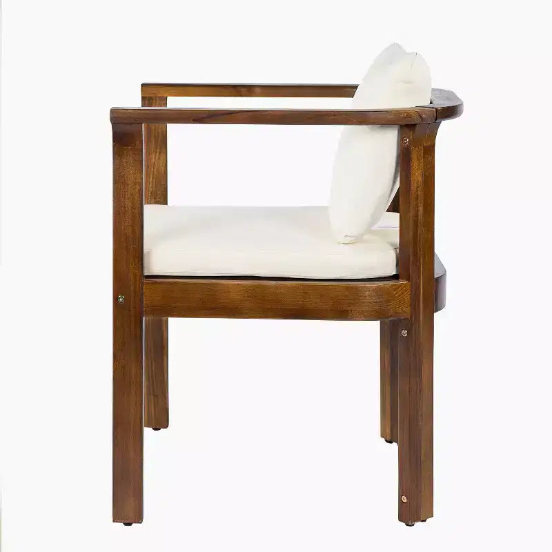 Ensemble repas rond d’extérieur Everett 5 pièces en bois d’acacia rustique pour patio Christopher Knight Home, avec chaises rembourrées