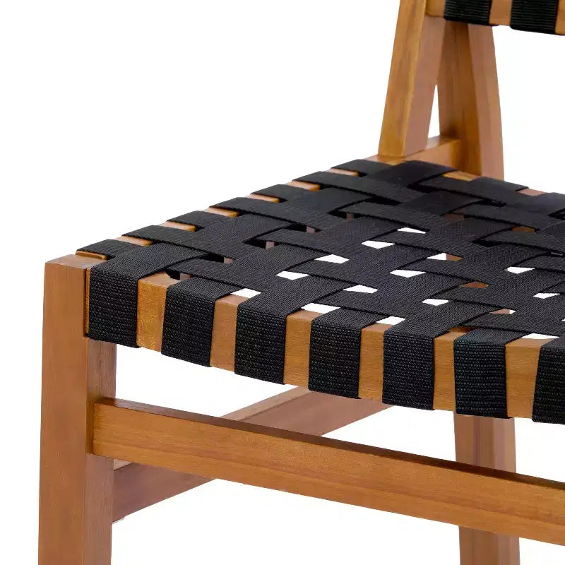 Juego de comedor de patio moderno Christopher Knight Home Prem de 5 piezas, de madera de acacia, con cuerda tejida de PE y mesa de listones