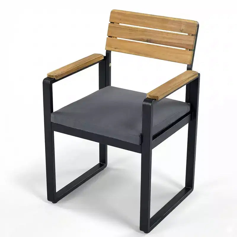 Whisen 6-delige houten buiteneetset voor 6-7 personen, eet- en zitset voor terras en tuin, 1 rechthoekige tafel & 1 bank & 4 stoelen met kussens