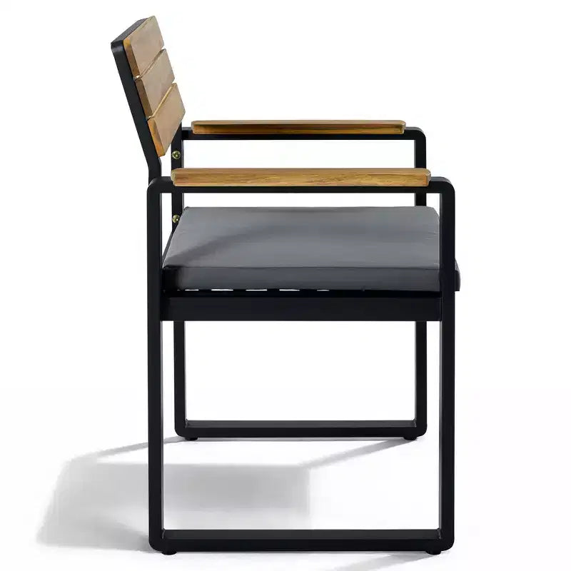 Whisen 6-delige houten buiteneetset voor 6-7 personen, eet- en zitset voor terras en tuin, 1 rechthoekige tafel & 1 bank & 4 stoelen met kussens