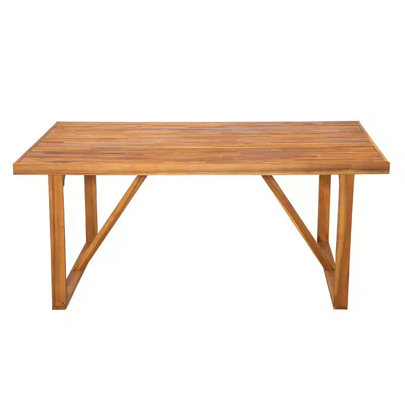 7-delige tuinset voor buiten met acaciahouten tafel en 6 stoelen met kussens, tuinmeubels voor achtertuin, terras en zwembad-Panipeachy