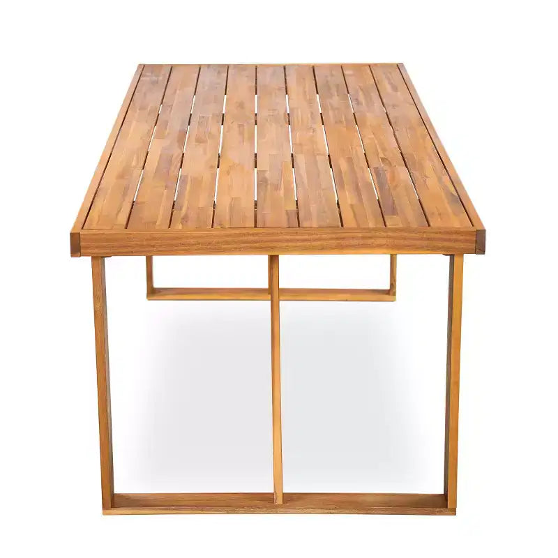 7-delige tuinset voor buiten met acaciahouten tafel en 6 stoelen met kussens, tuinmeubels voor achtertuin, terras en zwembad-Panipeachy