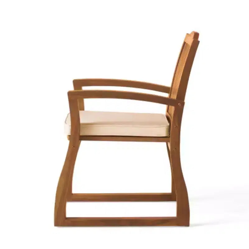 7-delige tuinset voor buiten met acaciahouten tafel en 6 stoelen met kussens, tuinmeubels voor achtertuin, terras en zwembad-Panipeachy