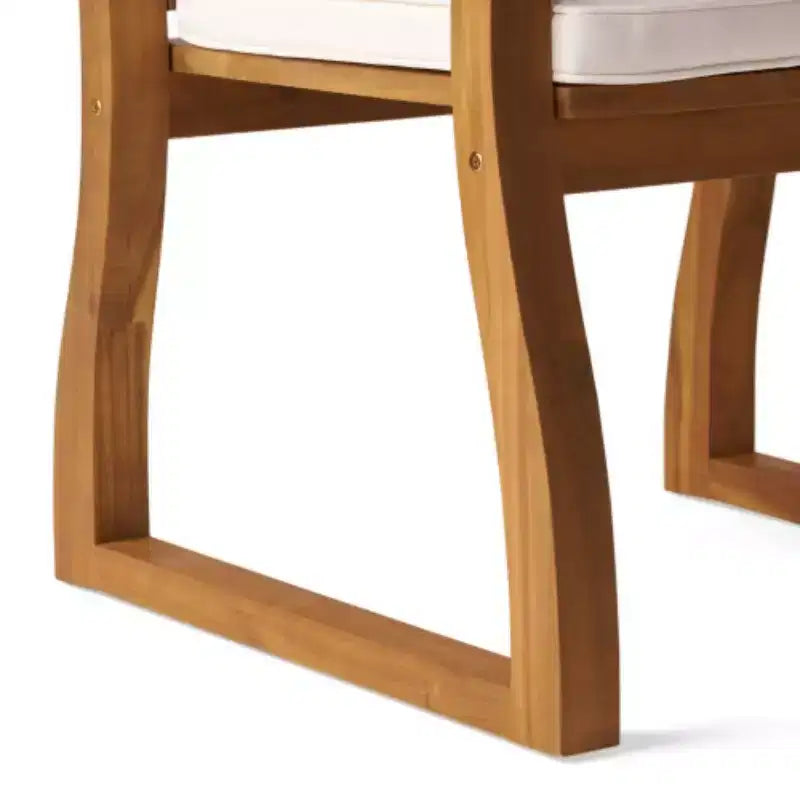 7-delige tuinset voor buiten met acaciahouten tafel en 6 stoelen met kussens, tuinmeubels voor achtertuin, terras en zwembad-Panipeachy