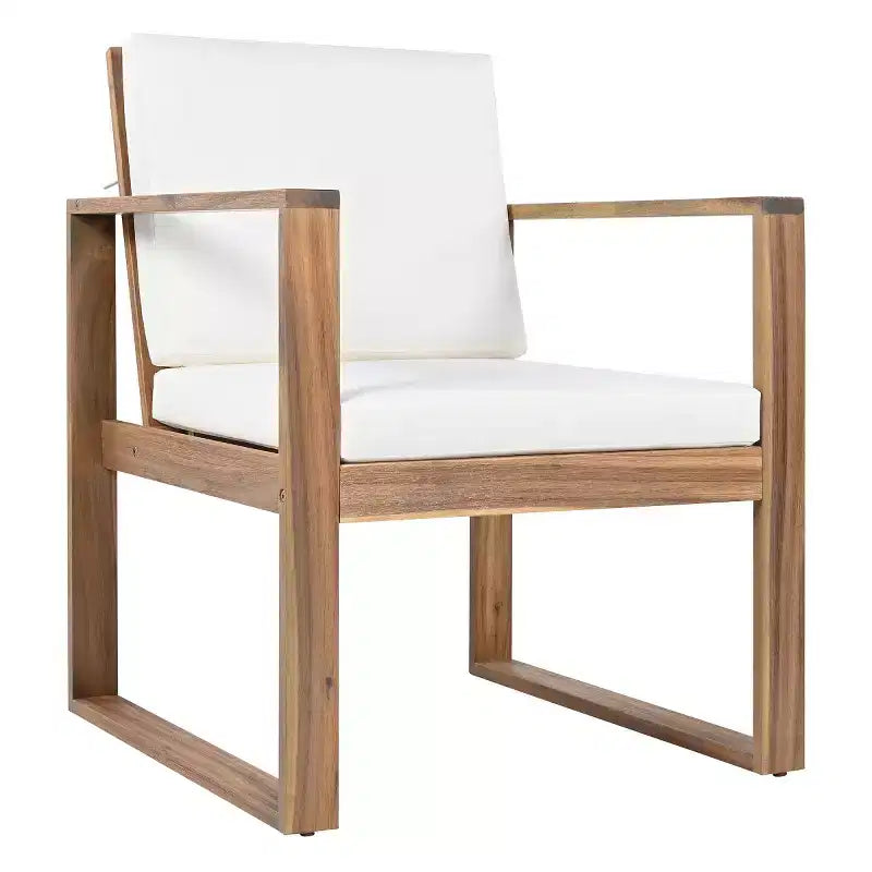 Set da pranzo da esterni da 7 pezzi per 6 persone con foro per ombrellone, set da tavolo e sedie da patio in legno con cuscini rimovibili per giardino o patio-Panipeachy