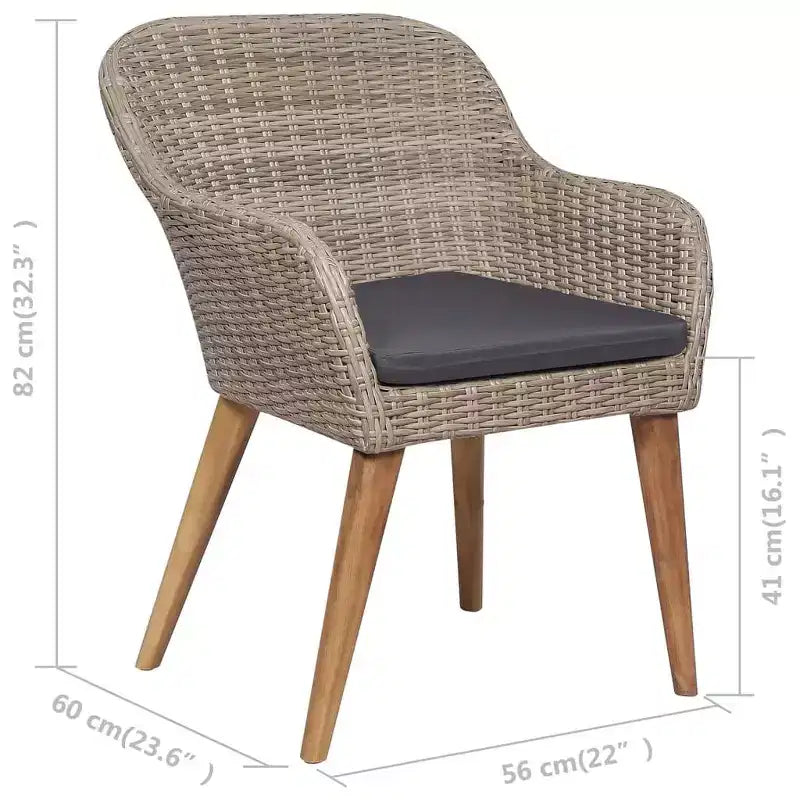 vidaXL Dining Set Brown and Dark Grey