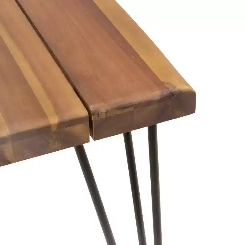 Conjunto de comedor exterior de 7 piezas para 6 personas, con sillas de ratán tejido y mesa de comedor rectangular de patio de 72 pulgadas con tablero de madera de acacia para patio trasero y terraza-Panipeachy