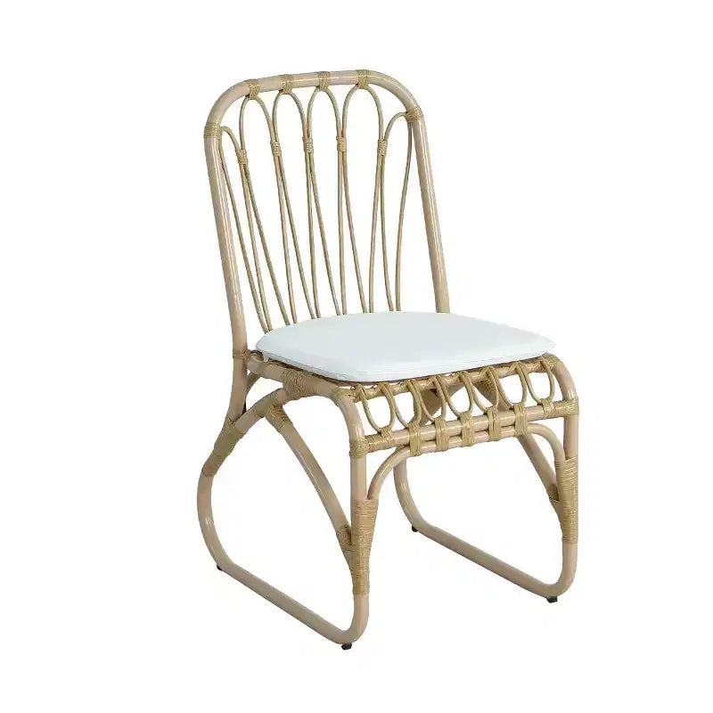 Conjunto de comedor exterior de 7 piezas para 6 personas, con sillas de ratán tejido y mesa de comedor rectangular de patio de 72 pulgadas con tablero de madera de acacia para patio trasero y terraza-Panipeachy