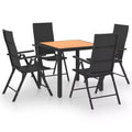 vidaXL Dining Set Black and Brown PE Rattan, WPC, Aluminum Standard