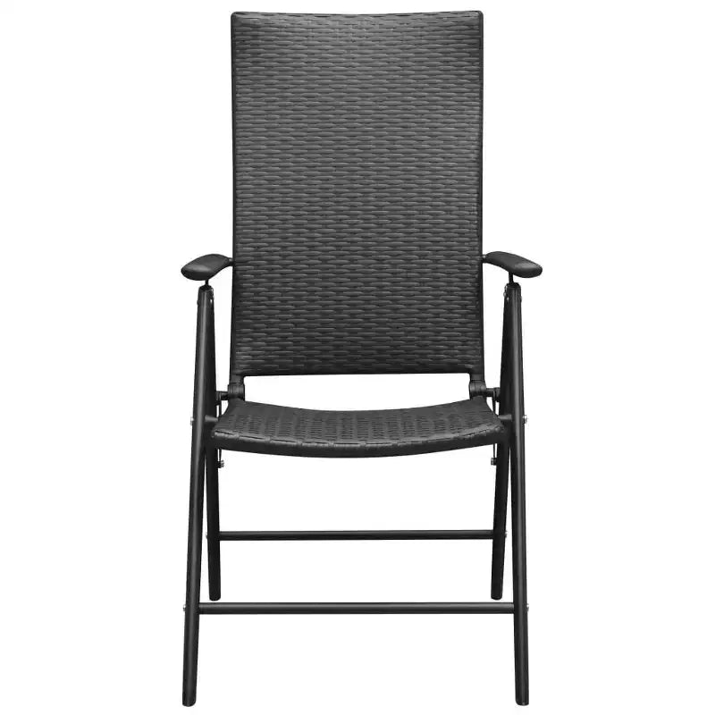 vidaXL Dining Set Black and Brown PE Rattan, WPC, Aluminum Standard