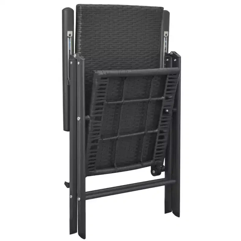 vidaXL Dining Set Black and Brown PE Rattan, WPC, Aluminum Standard