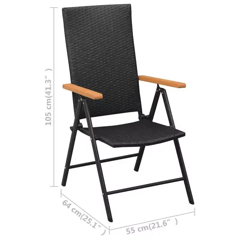 vidaXL Dining Set Black and Brown Aluminum Frame, PE Rattan, WPC Large