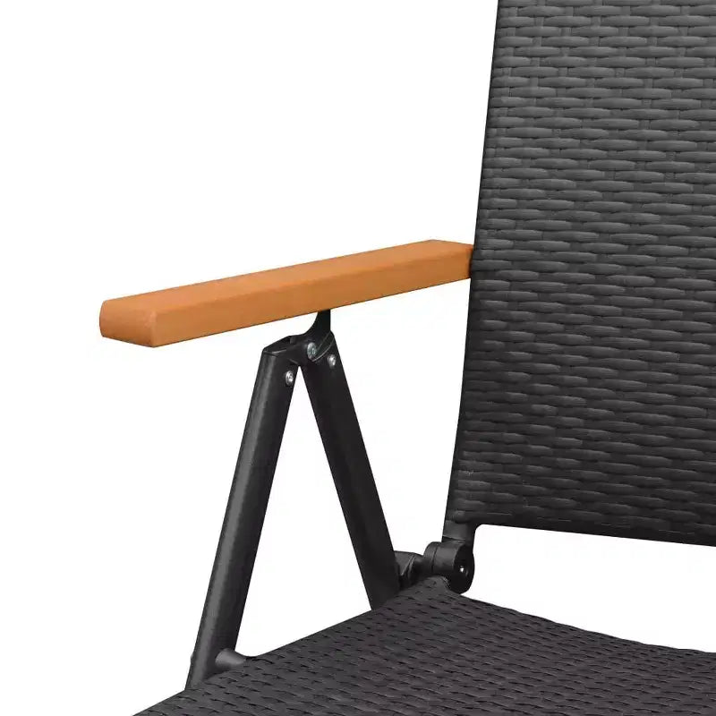 vidaXL Dining Set Black and Brown Aluminum Frame, PE Rattan, WPC Large