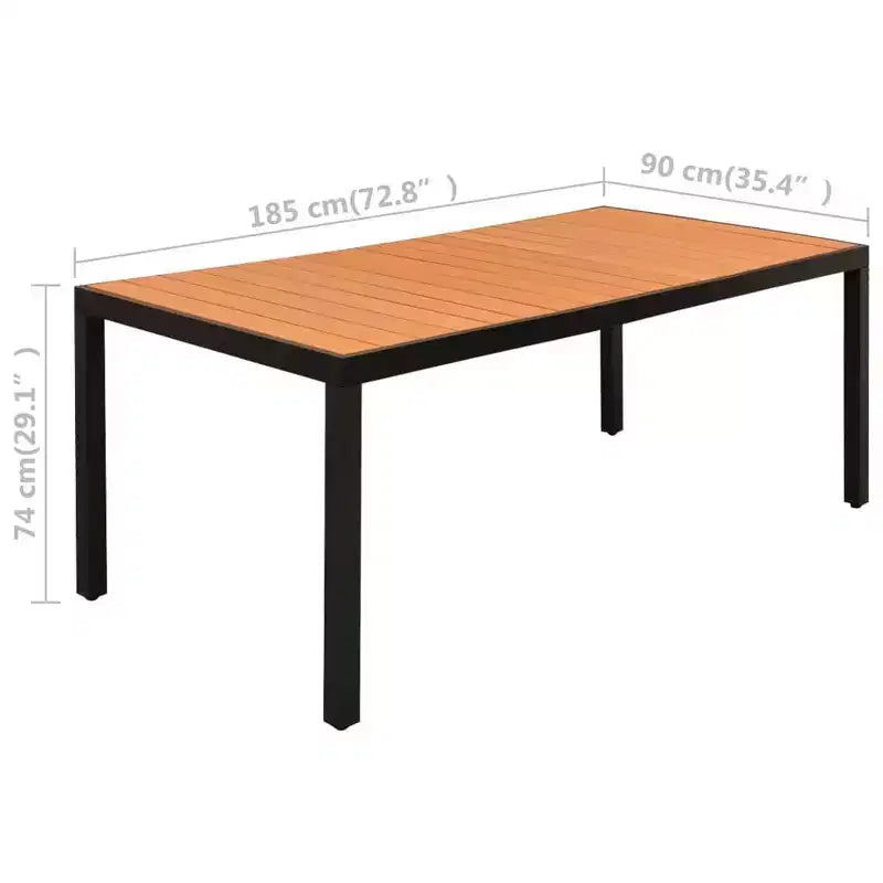vidaXL Dining Set Black and Brown Aluminum Large Height-Adjustable